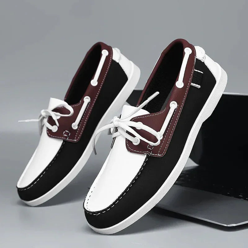 Mocasines de Lona para Hombre Estilo Slip-On con Suela de Goma y Puntera Redonda