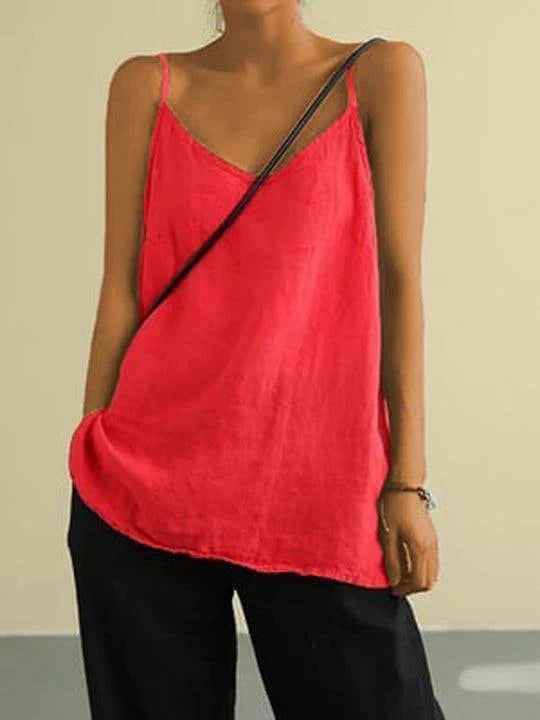 Camiseta de Tirantes con Escote en V y Corte Holgado para Mujer