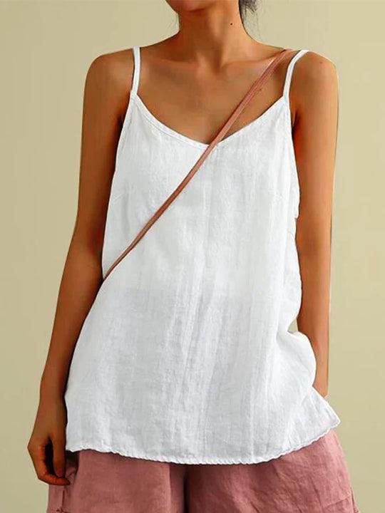 Camiseta de Tirantes con Escote en V y Corte Holgado para Mujer
