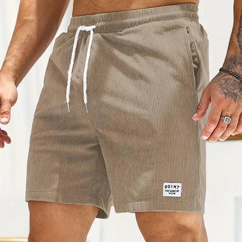 Pantalones cortos de pana para hombre - bermudas con cordón ajustables
