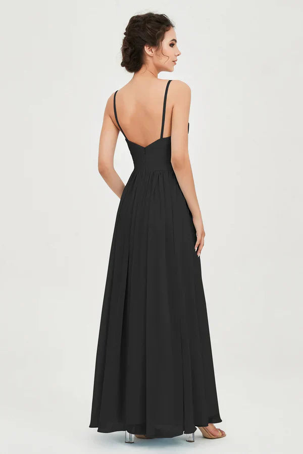 Abito da Cerimonia da Donna in Chiffon con Taglio Impero e Scollo a V