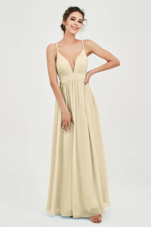 Abito da Cerimonia da Donna in Chiffon con Taglio Impero e Scollo a V