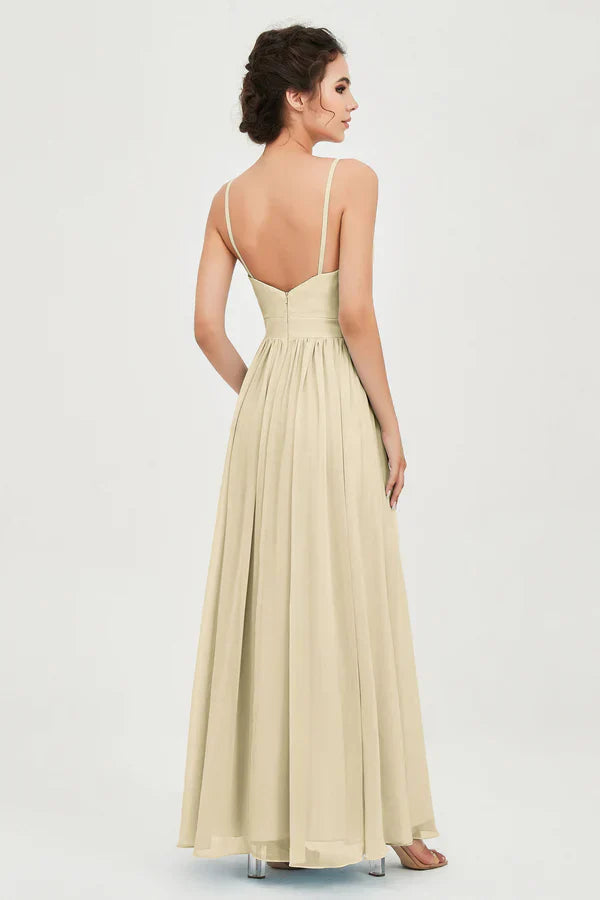 Abito da Cerimonia da Donna in Chiffon con Taglio Impero e Scollo a V
