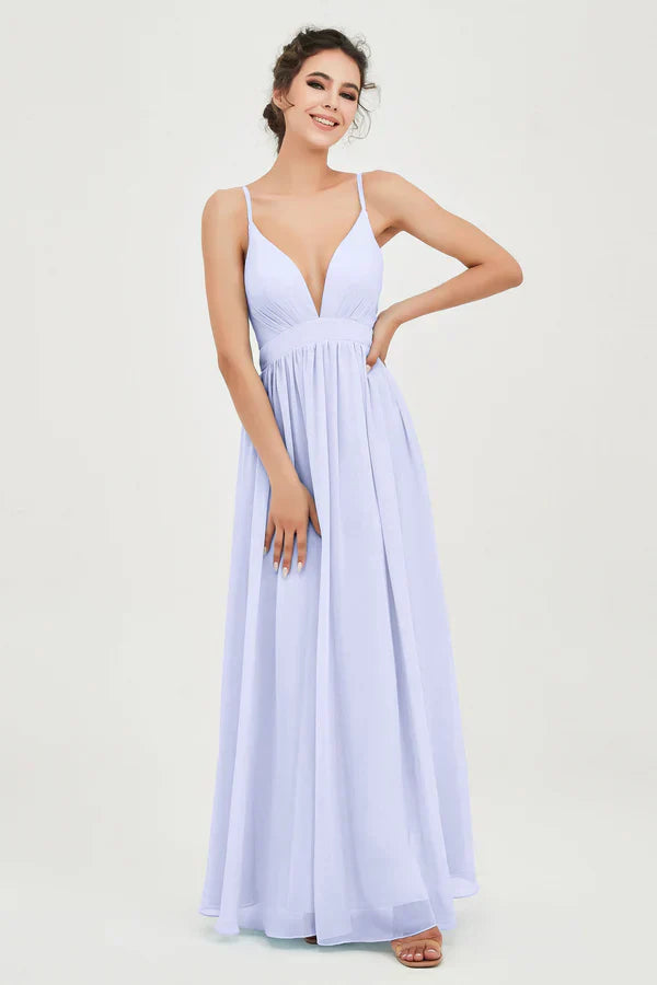 Abito da Cerimonia da Donna in Chiffon con Taglio Impero e Scollo a V