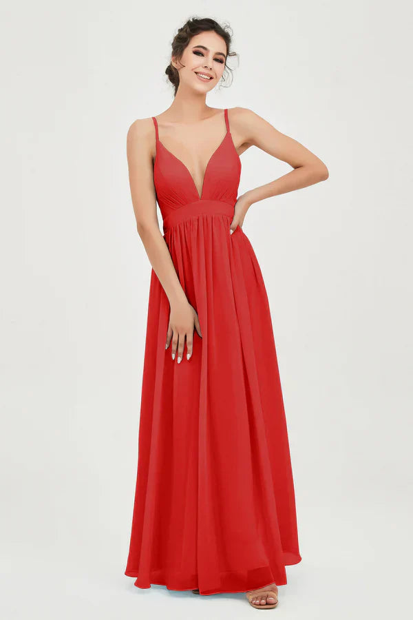 Abito da Cerimonia da Donna in Chiffon con Taglio Impero e Scollo a V