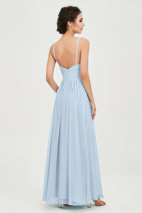 Abito da Cerimonia da Donna in Chiffon con Taglio Impero e Scollo a V