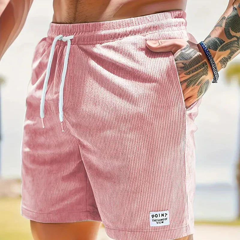 Pantalones cortos de pana para hombre - bermudas con cordón ajustables