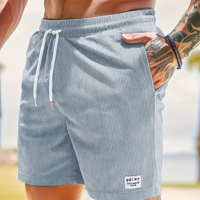 Pantalones cortos de pana para hombre - bermudas con cordón ajustables