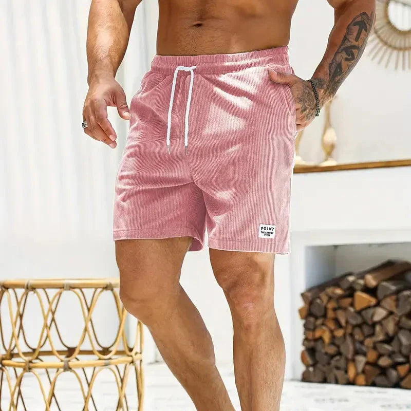 Pantalones cortos de pana para hombre - bermudas con cordón ajustables