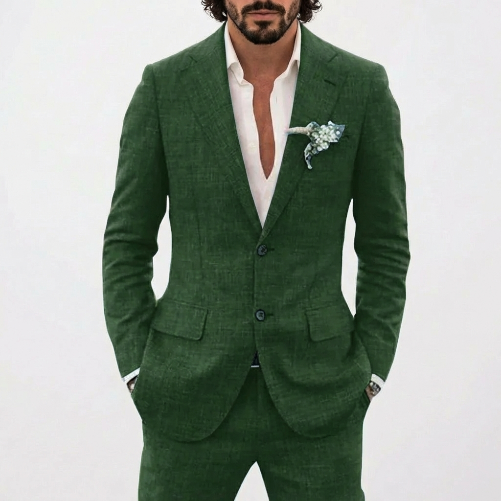 Traje de lino para hombre — corte slim fit de dos piezas para bodas