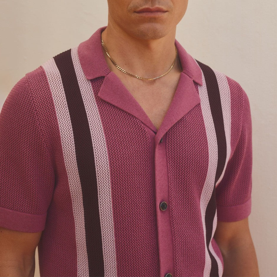 Men's striped knit polo — vintage