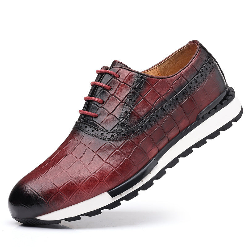 Chaussures Oxford en cuir véritable pour homme avec semelle en caoutchouc et fermeture à lacets