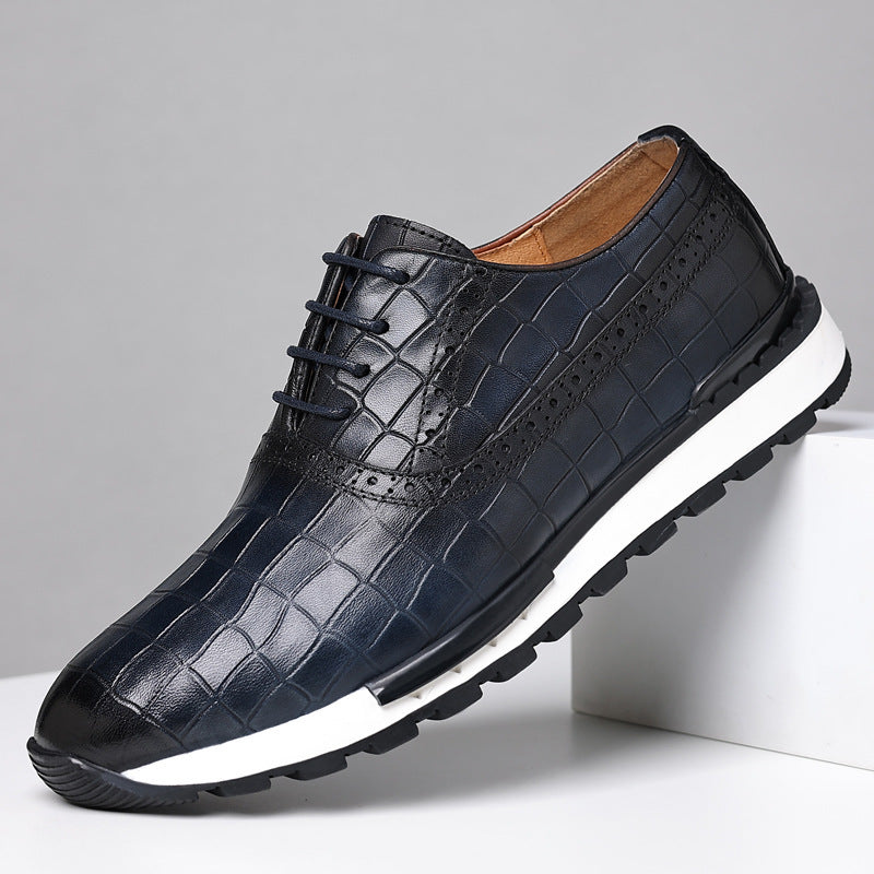 Chaussures Oxford en cuir véritable pour homme avec semelle en caoutchouc et fermeture à lacets