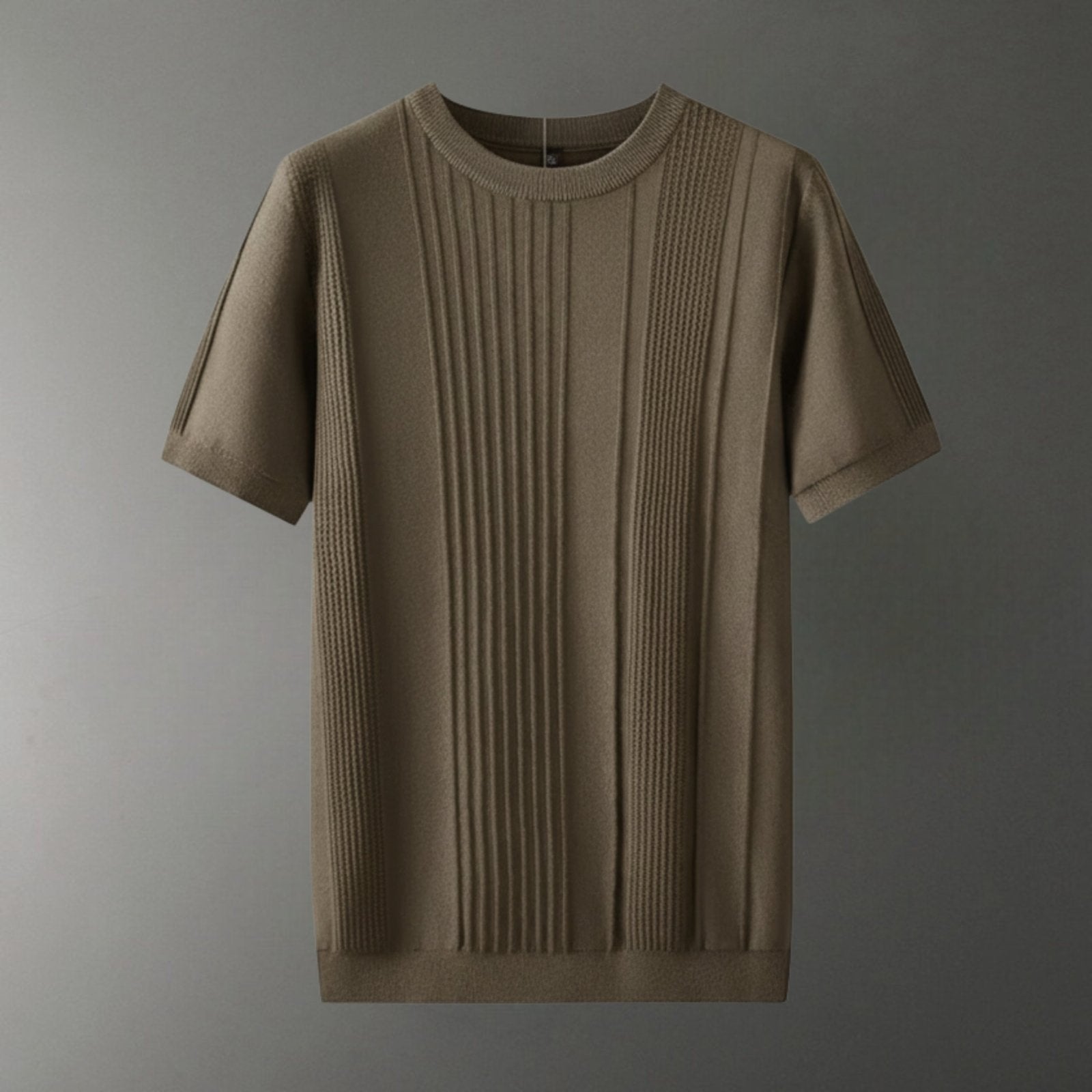 Camiseta de Punto de Seda de Hielo para Hombre de Manga Corta con Cuello Redondo