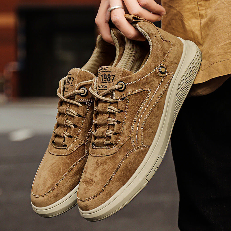 Zapatos Casuales de Cuero Genuino para Hombre con Cordones y Suela de Goma