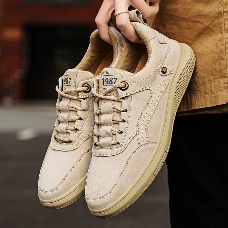 Zapatos Casuales de Cuero Genuino para Hombre con Cordones y Suela de Goma