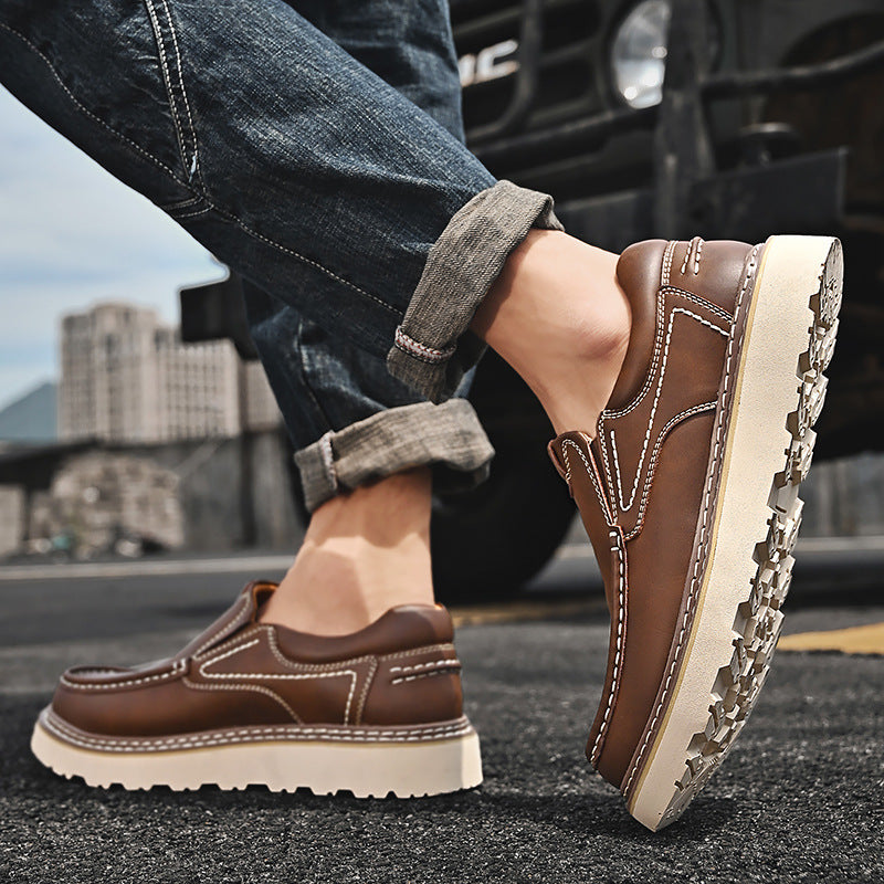 Mocassins de couro para homem — sola de borracha antiderrapante — trabalho