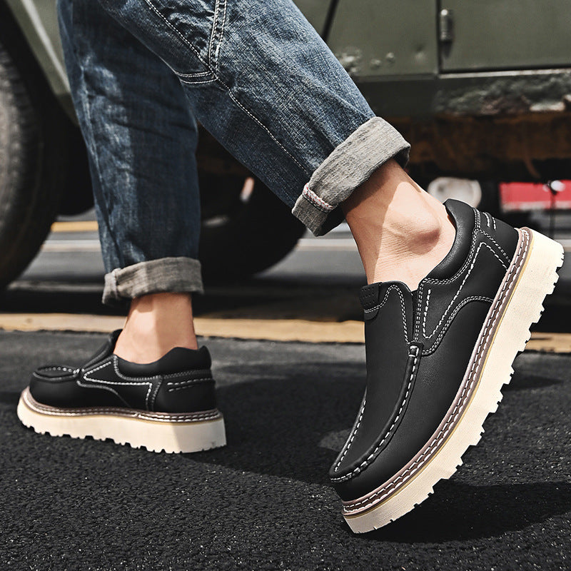 Mocassins de couro para homem — sola de borracha antiderrapante — trabalho