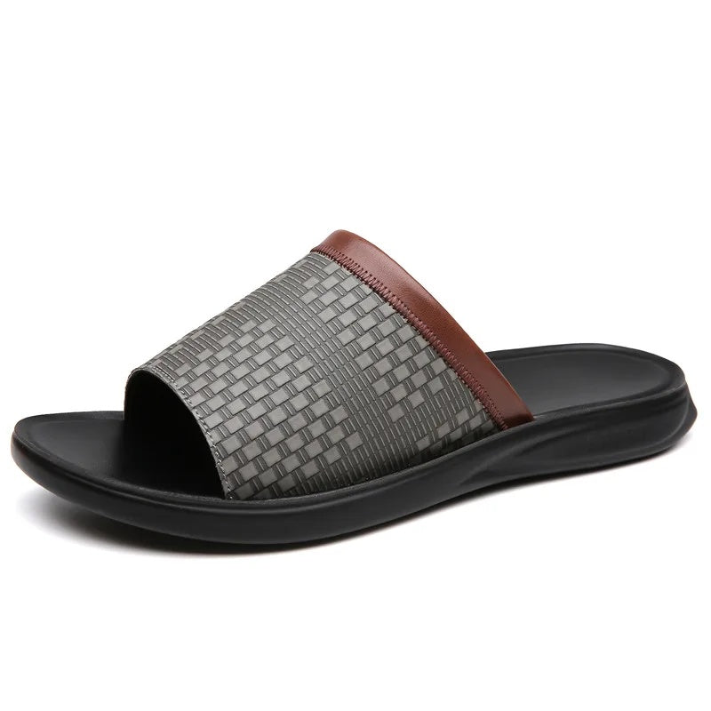 Chanclas de cuero para hombre con plantilla contorneada — diario