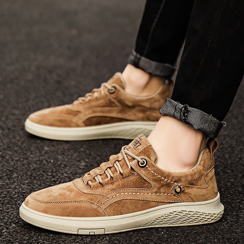 Zapatos Casuales de Cuero Genuino para Hombre con Cordones y Suela de Goma