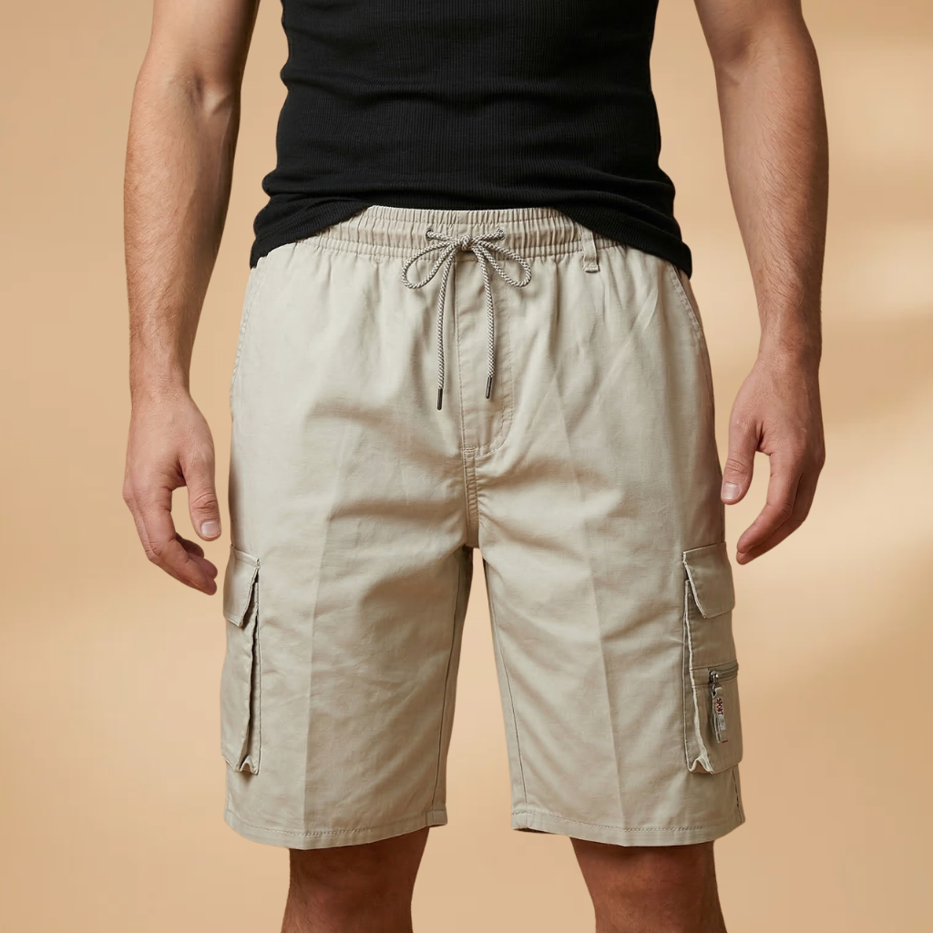 Men's cargo shorts - casual summer shorts with drawstring