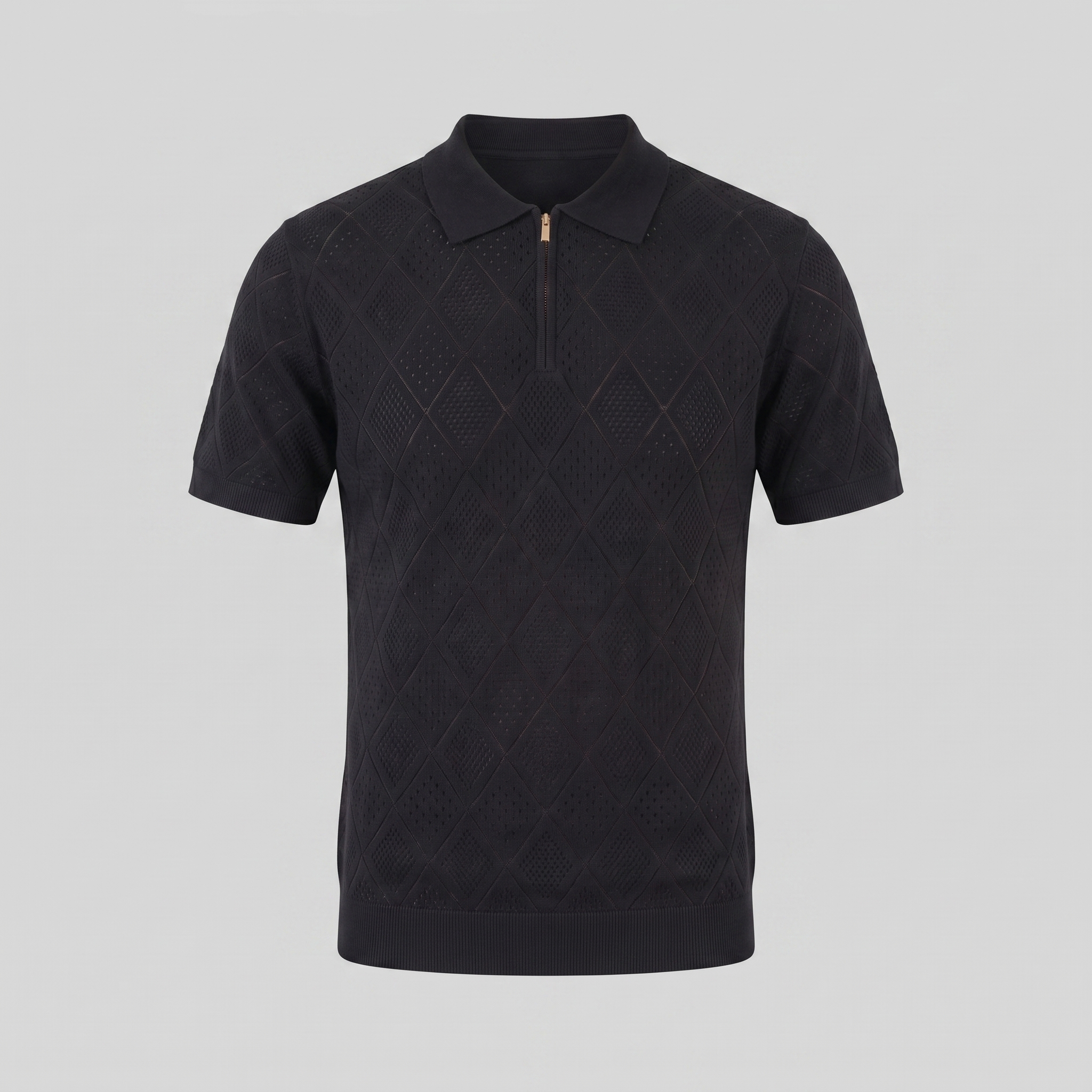 Polo para hombre con cremallera y punto calado — vacaciones