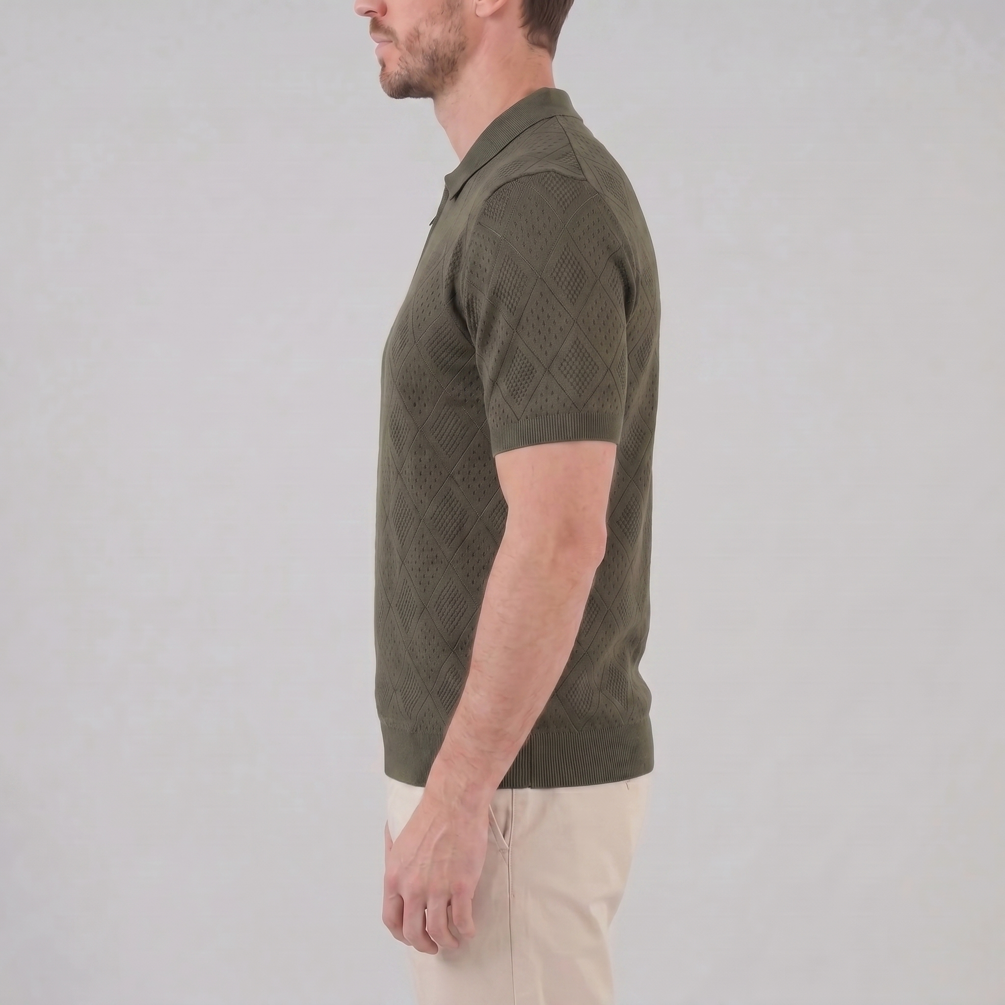 Polo para hombre con cremallera y punto calado — vacaciones