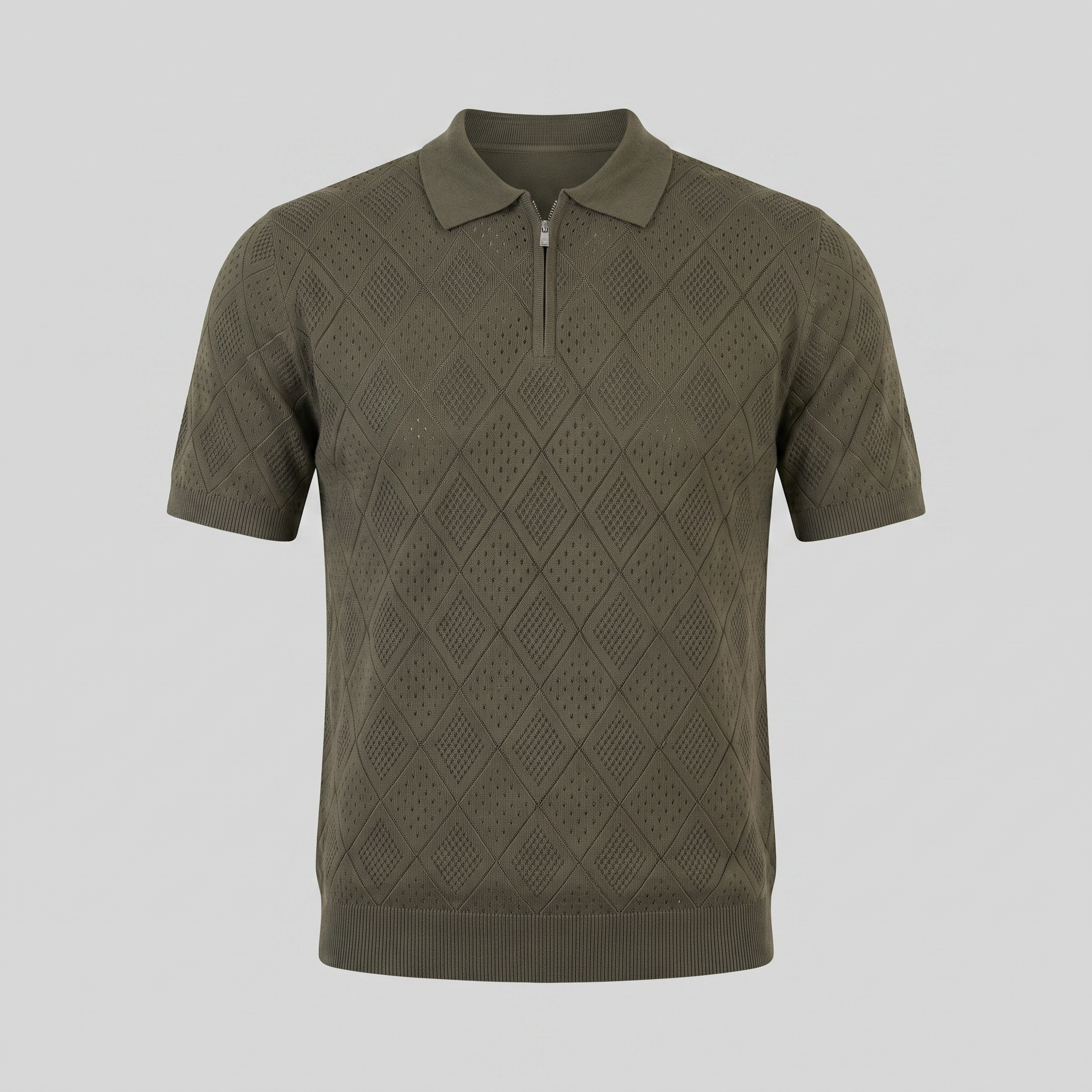 Polo para hombre con cremallera y punto calado — vacaciones