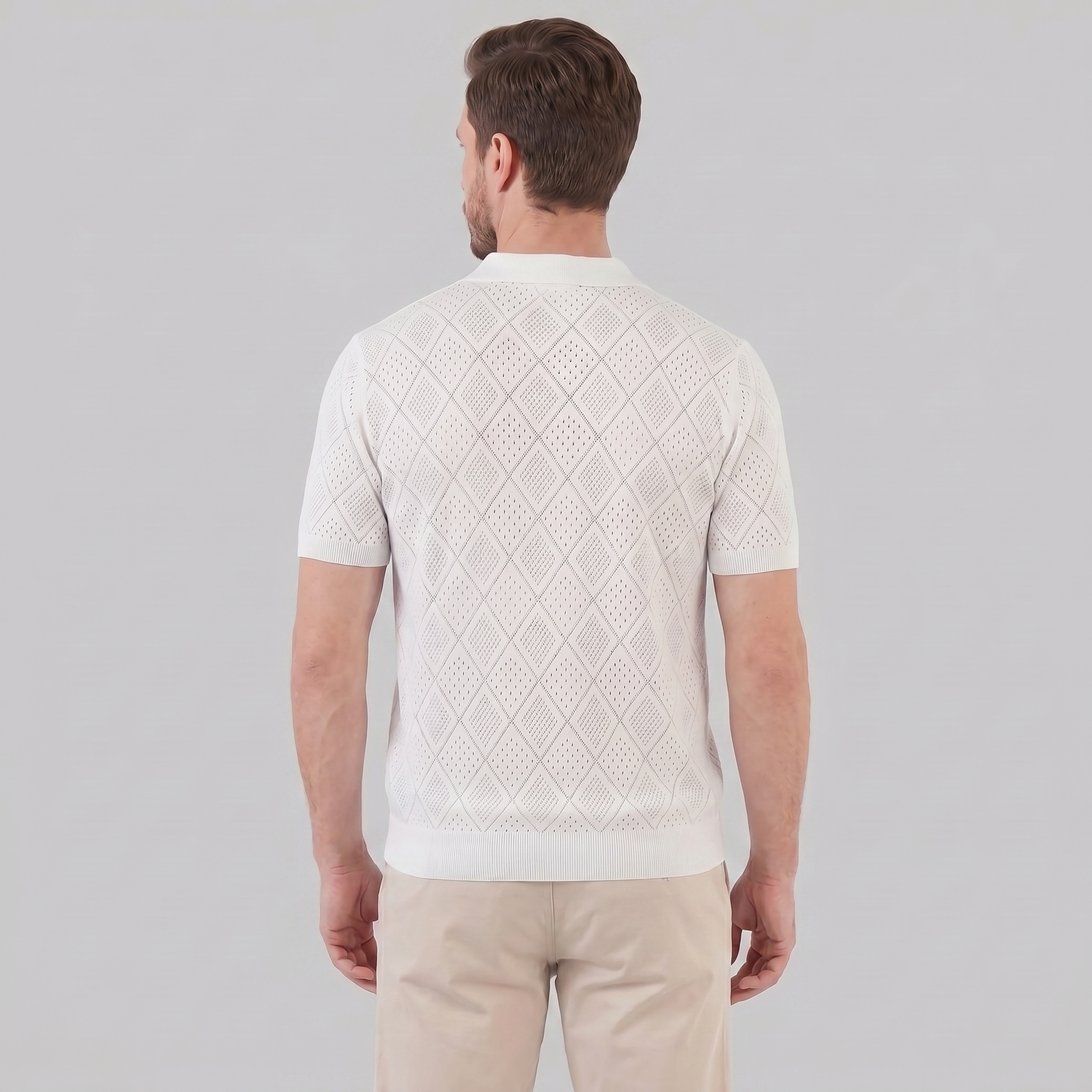 Polo para hombre con cremallera y punto calado — vacaciones