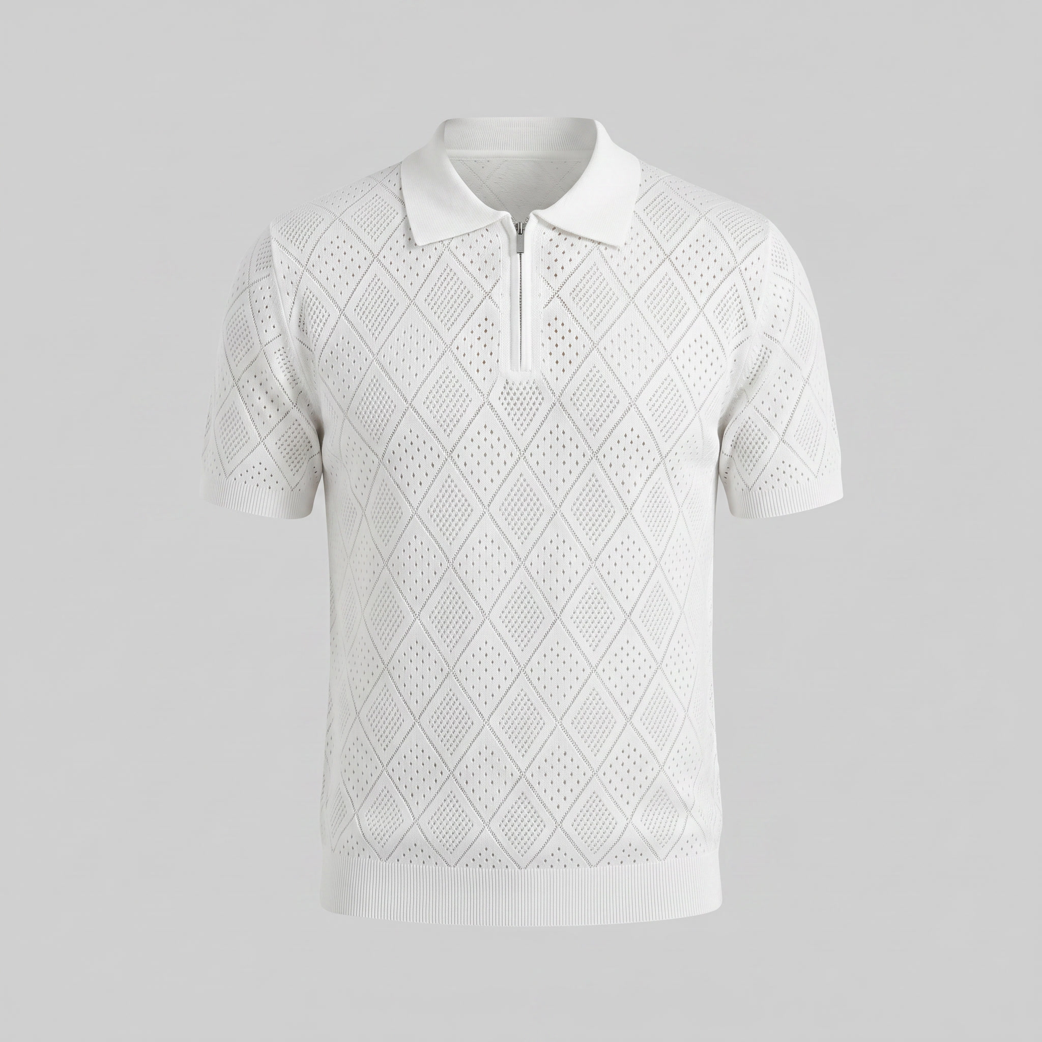 Polo para hombre con cremallera y punto calado — vacaciones