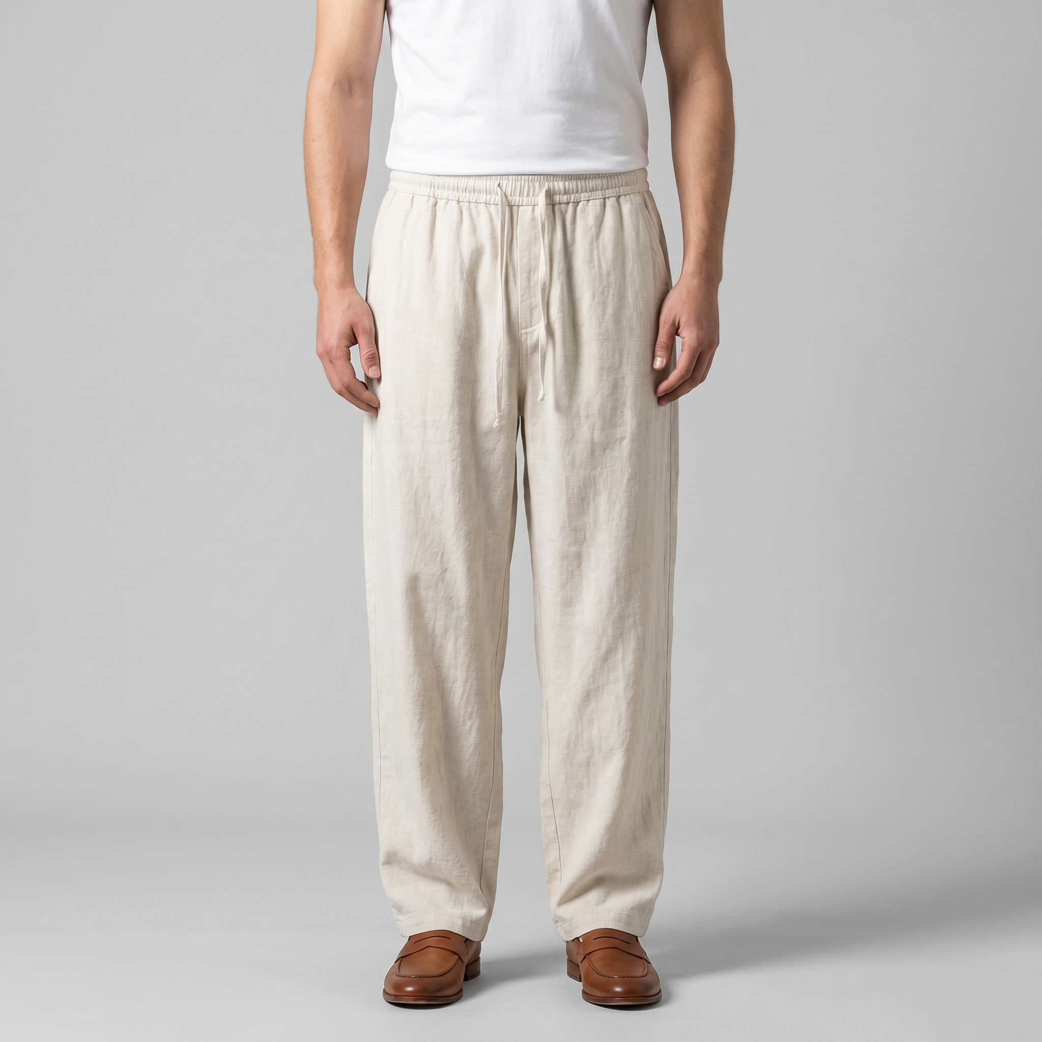 Pantalón lino hombre | baggy holgado para playa