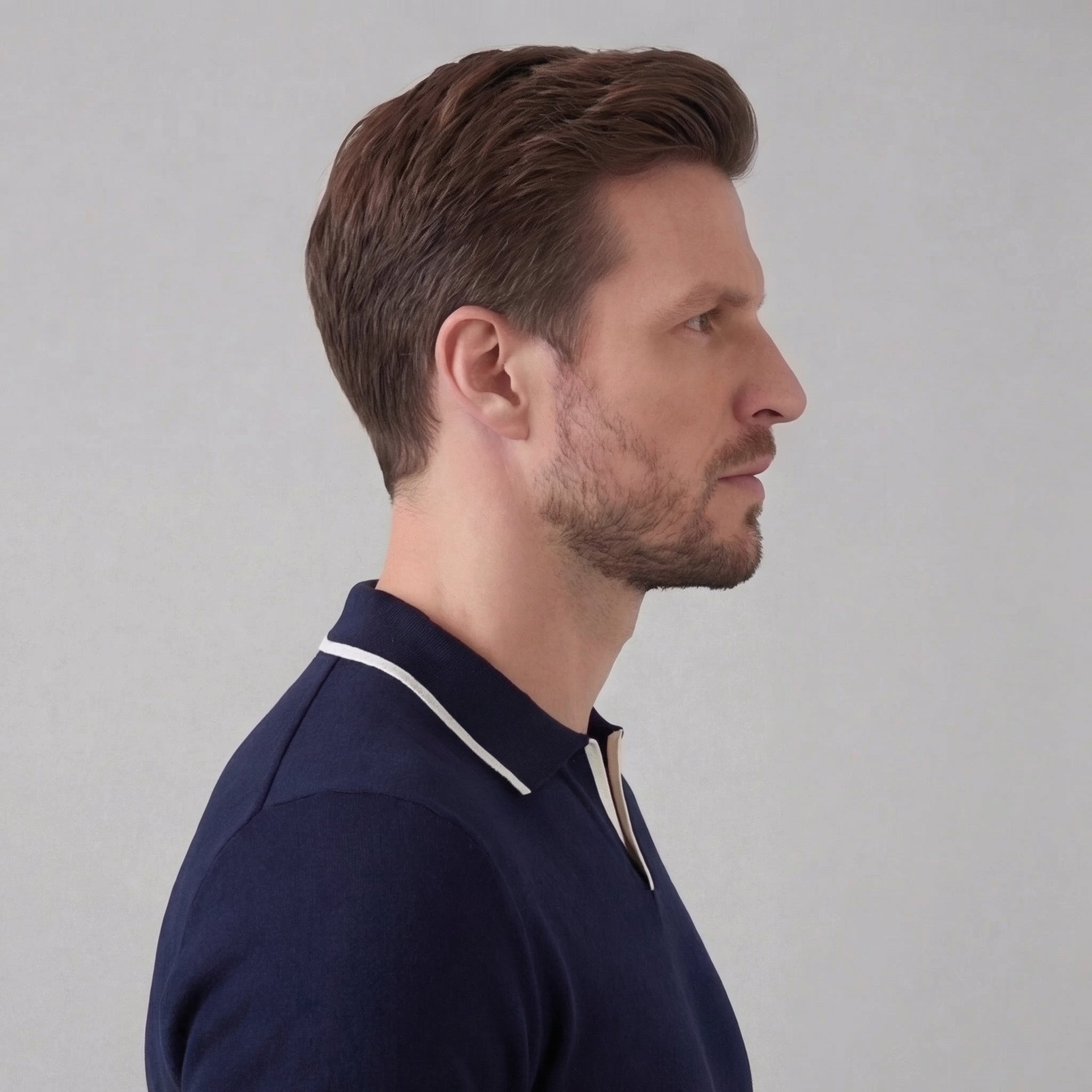 Polo de punto hombre | camiseta cuello polo sin botones para diario