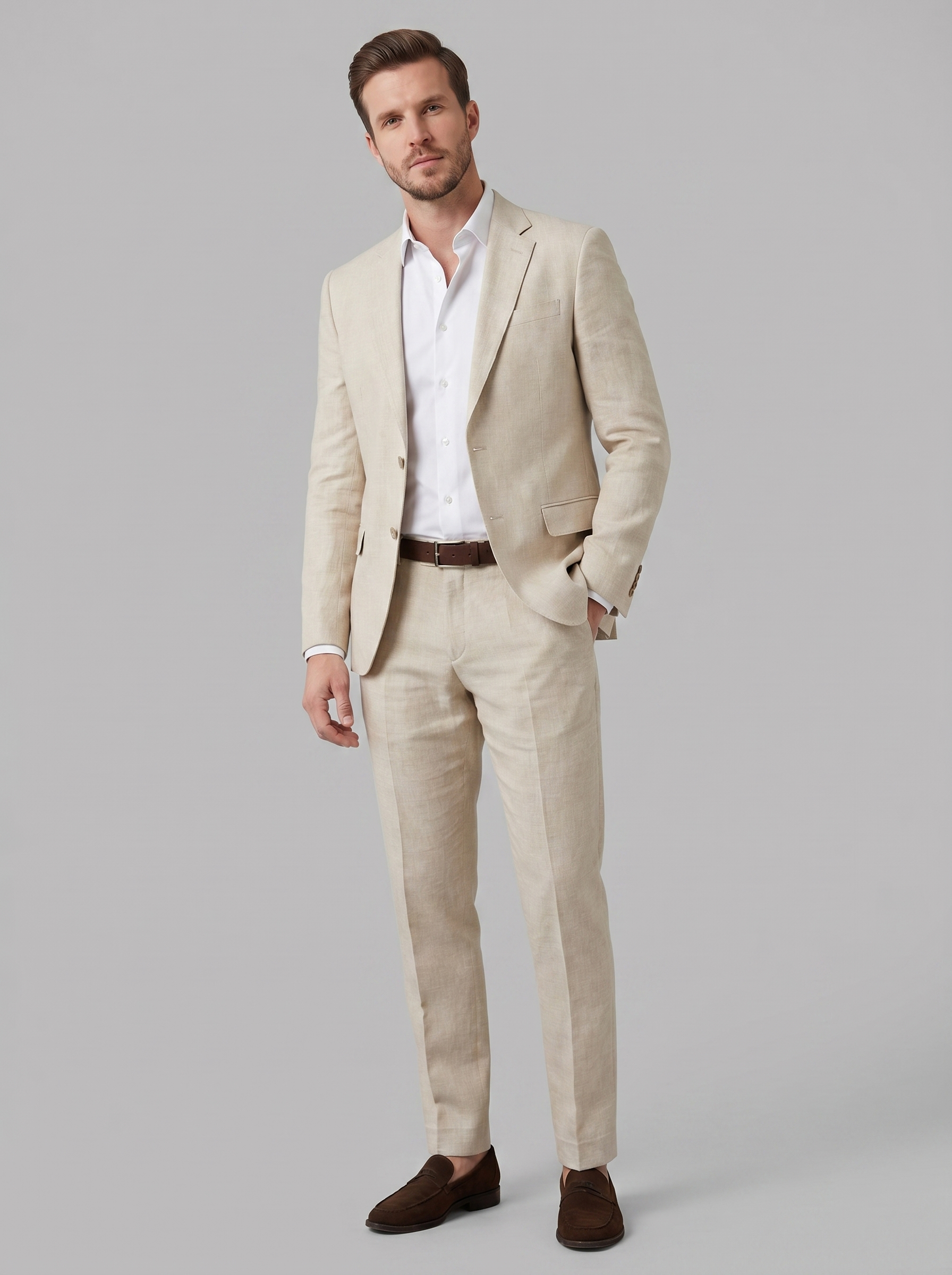 Traje de lino hombre | conjunto sastre entallado para boda