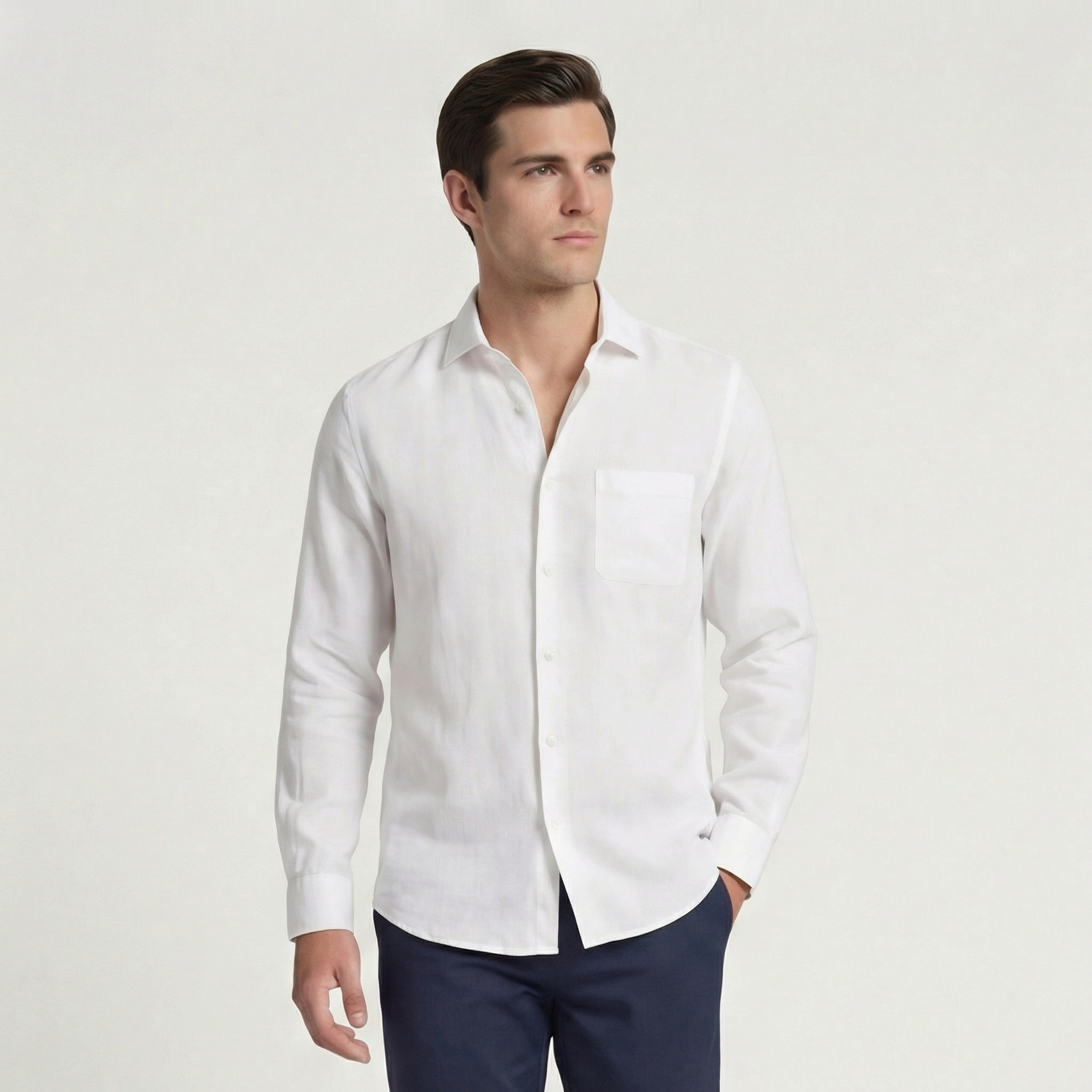 Camisa de lino hombre | manga larga para diario