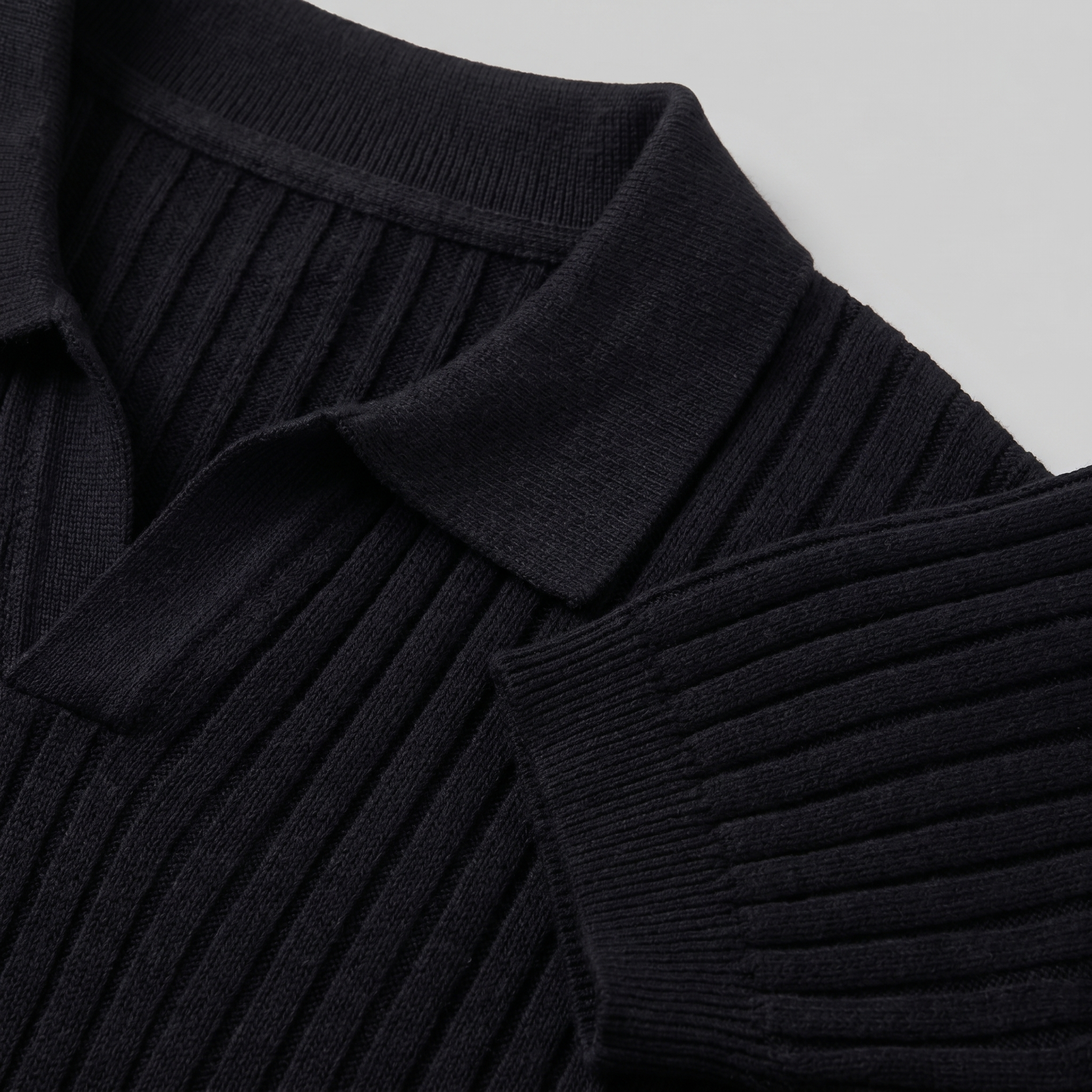 Polo de punto acanalado para hombre con cuello de solapa — informal