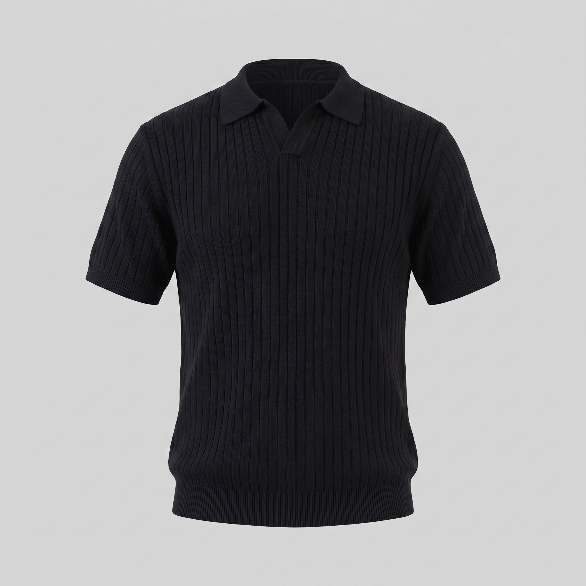 Polo de punto acanalado para hombre con cuello de solapa — informal