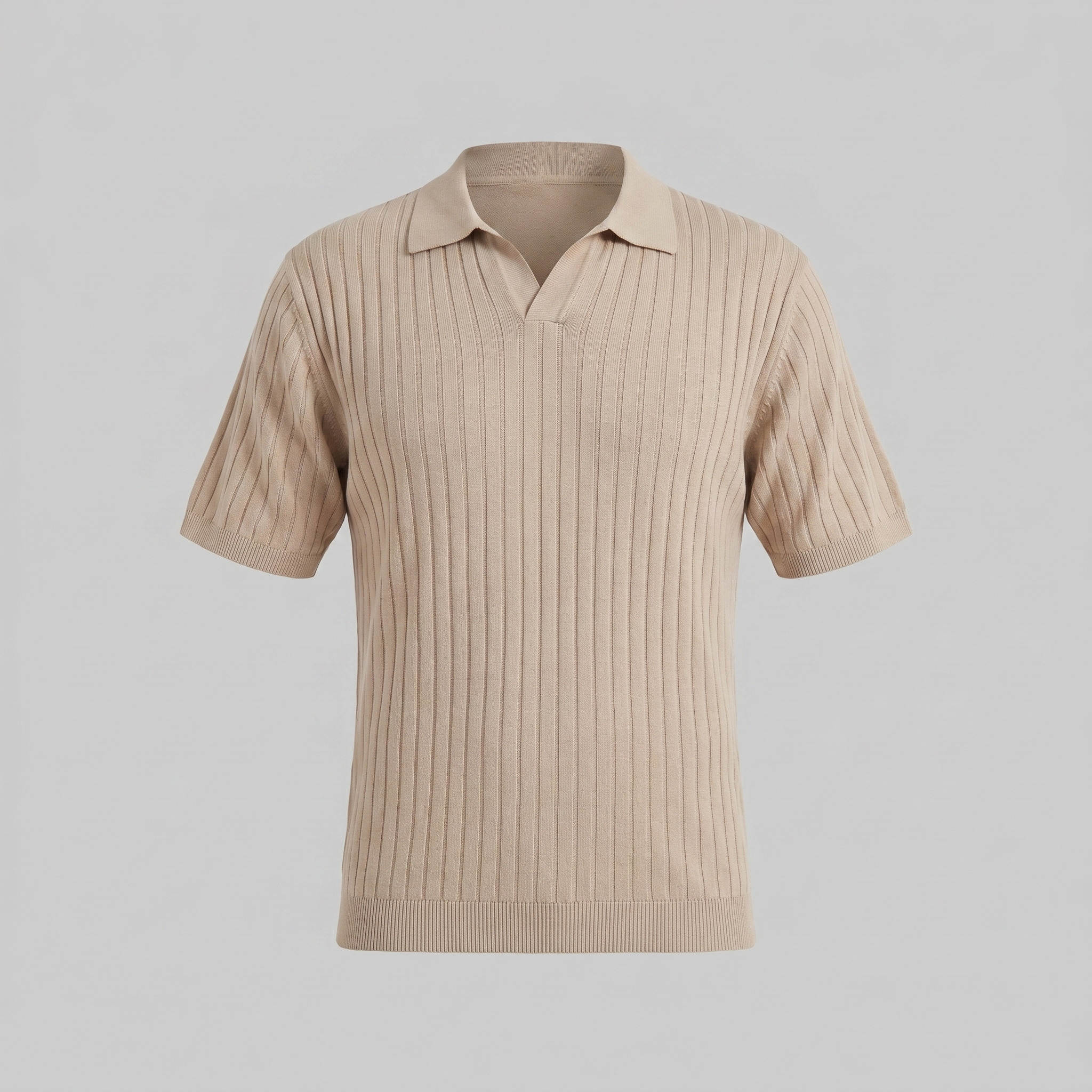 Polo de punto acanalado para hombre con cuello de solapa — informal