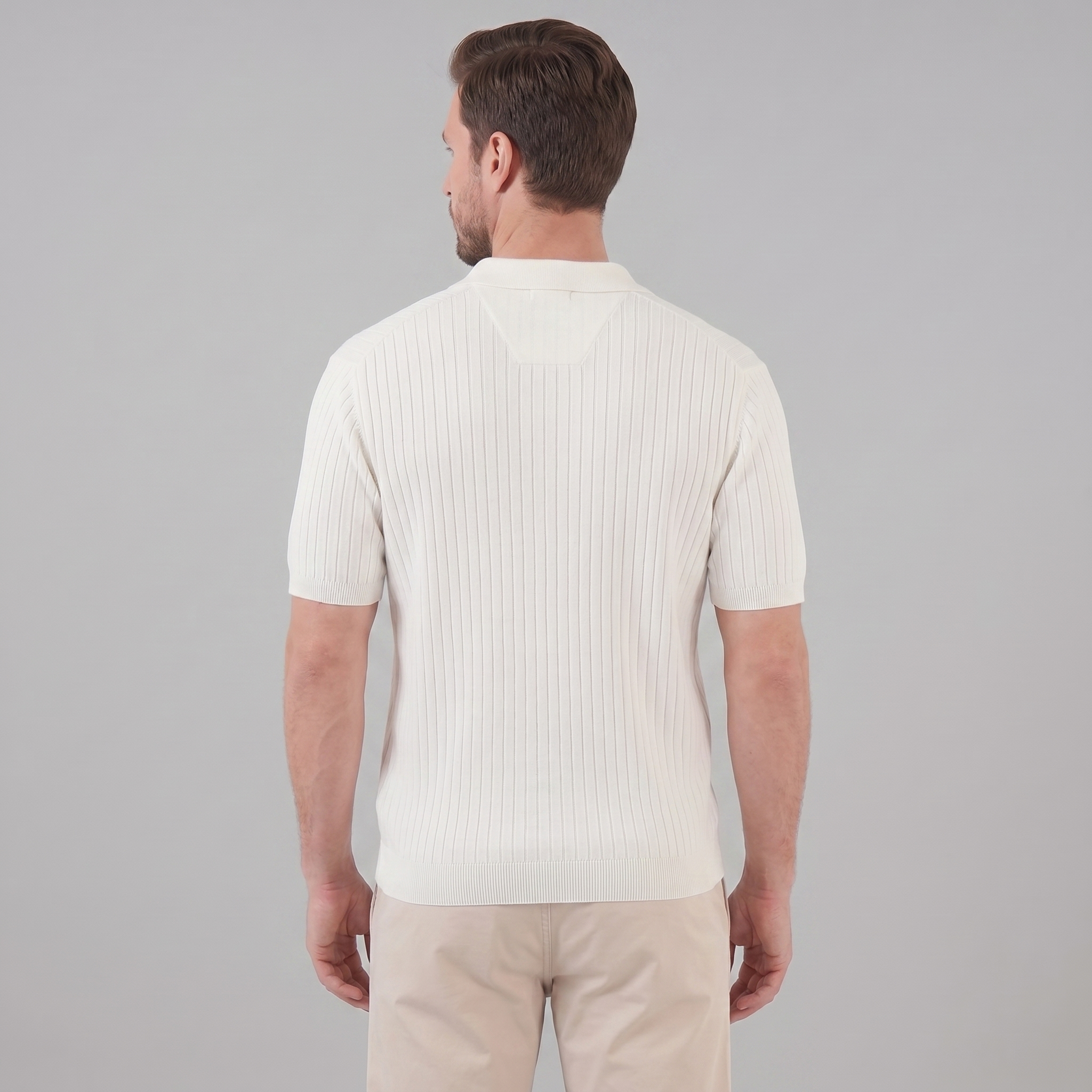 Polo de punto acanalado para hombre con cuello de solapa — informal