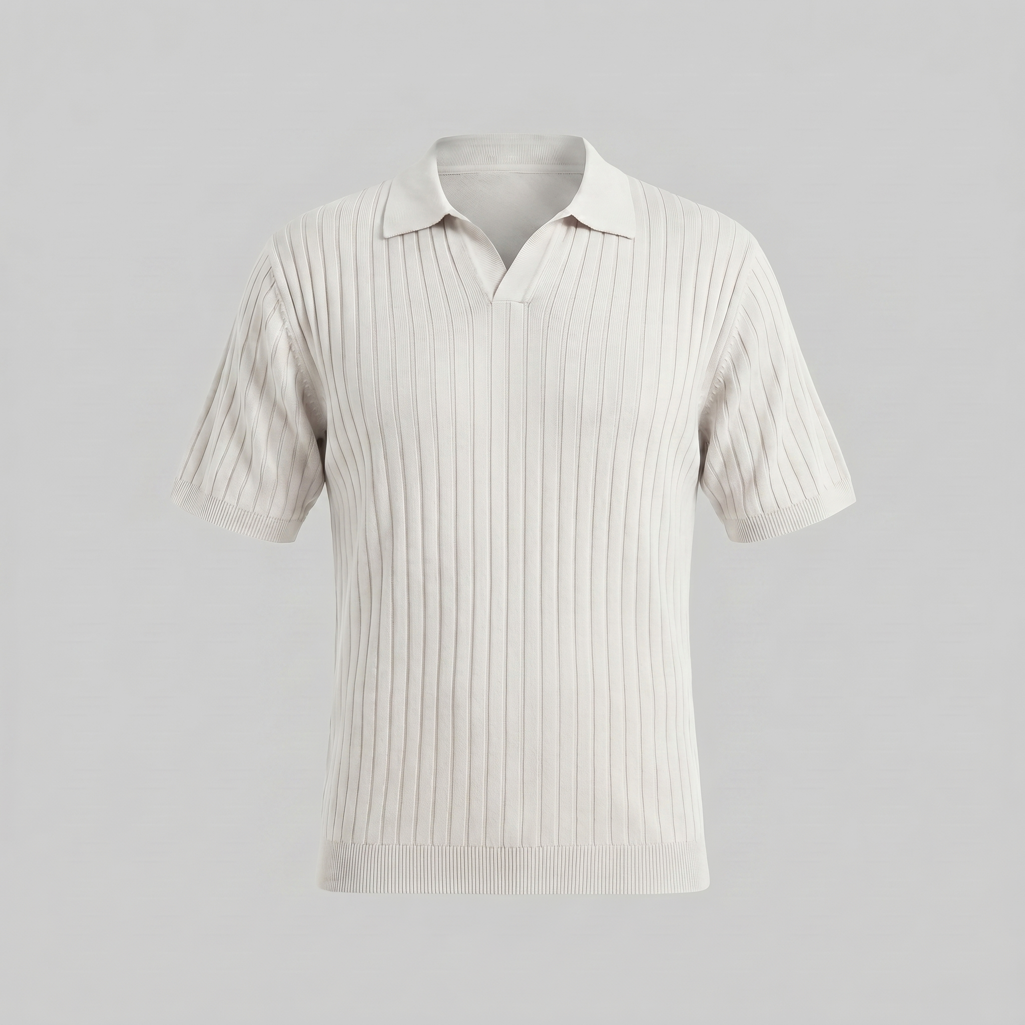 Polo de punto acanalado para hombre con cuello de solapa — informal