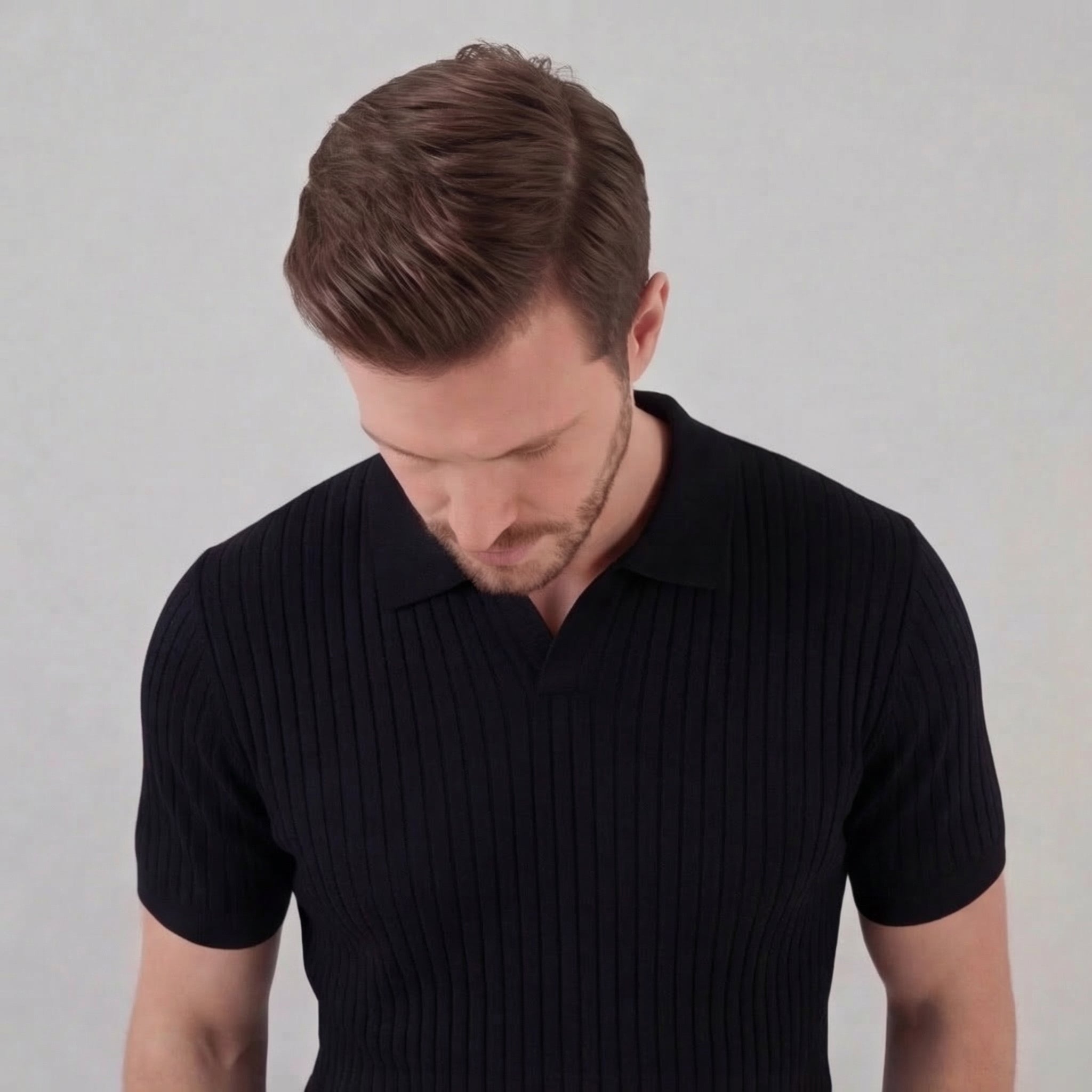 Polo cuello V hombre | camiseta punto con malla para deporte