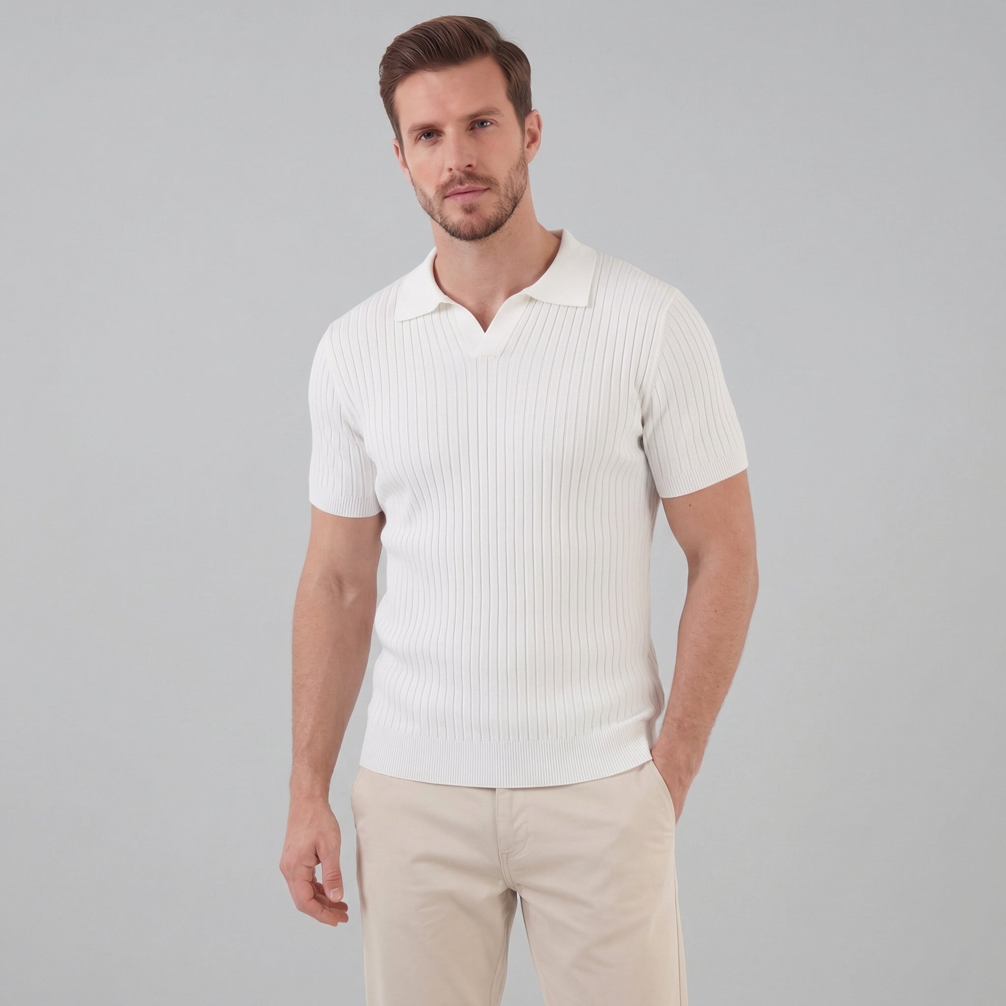Polo cuello V hombre | camiseta punto con malla para deporte