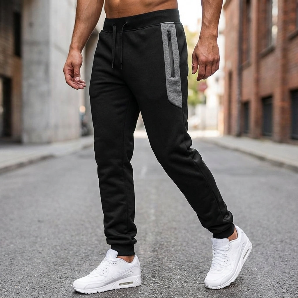 Pantalón de Chándal para Hombre con Bolsillo de Cremallera y Puños Elásticos