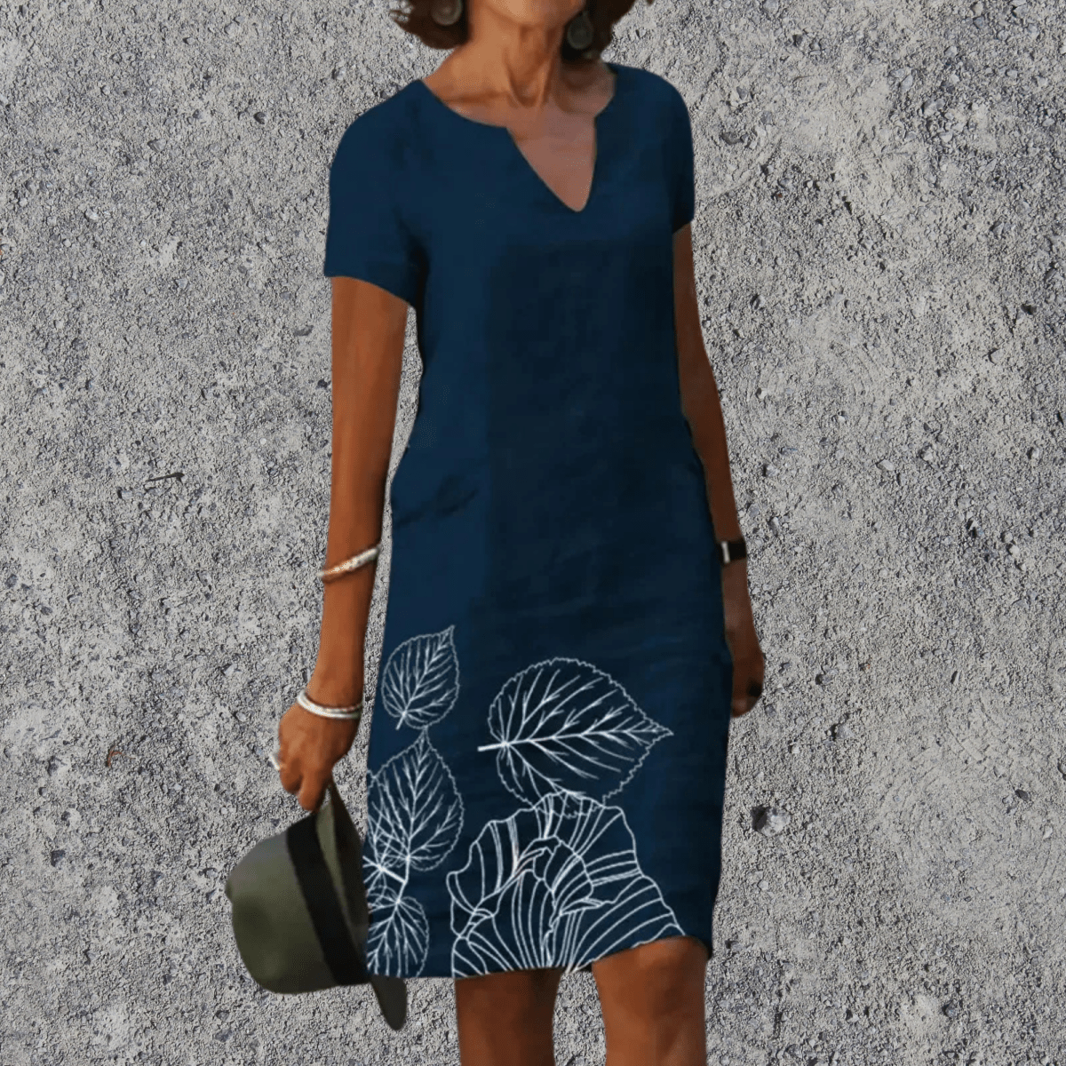Vestido midi mujer estampado floral cuello V cómodo