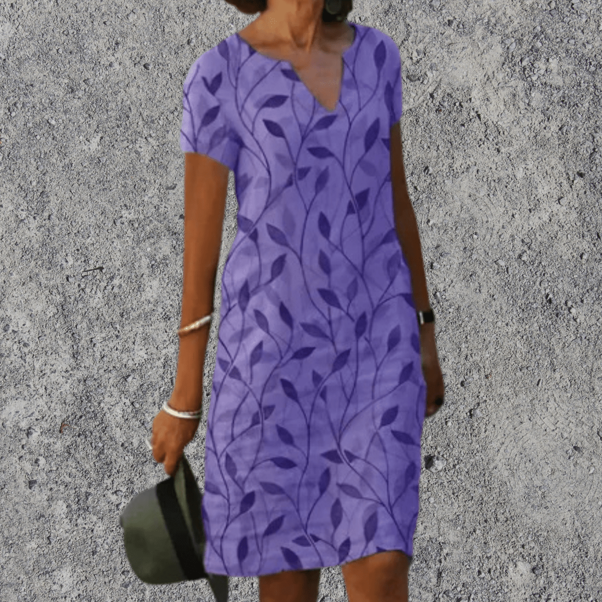 Vestido midi mujer estampado floral cuello V cómodo