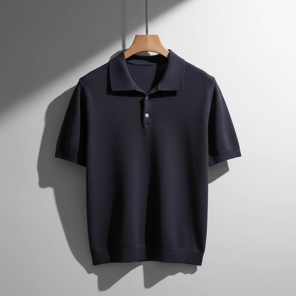 Polo de punto para hombre de algodón con corte sastre — casual