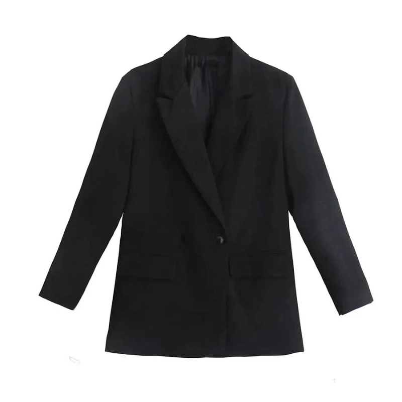 Americana Oversized para Mujer Chaqueta de Traje Larga con Doble Botonadura
