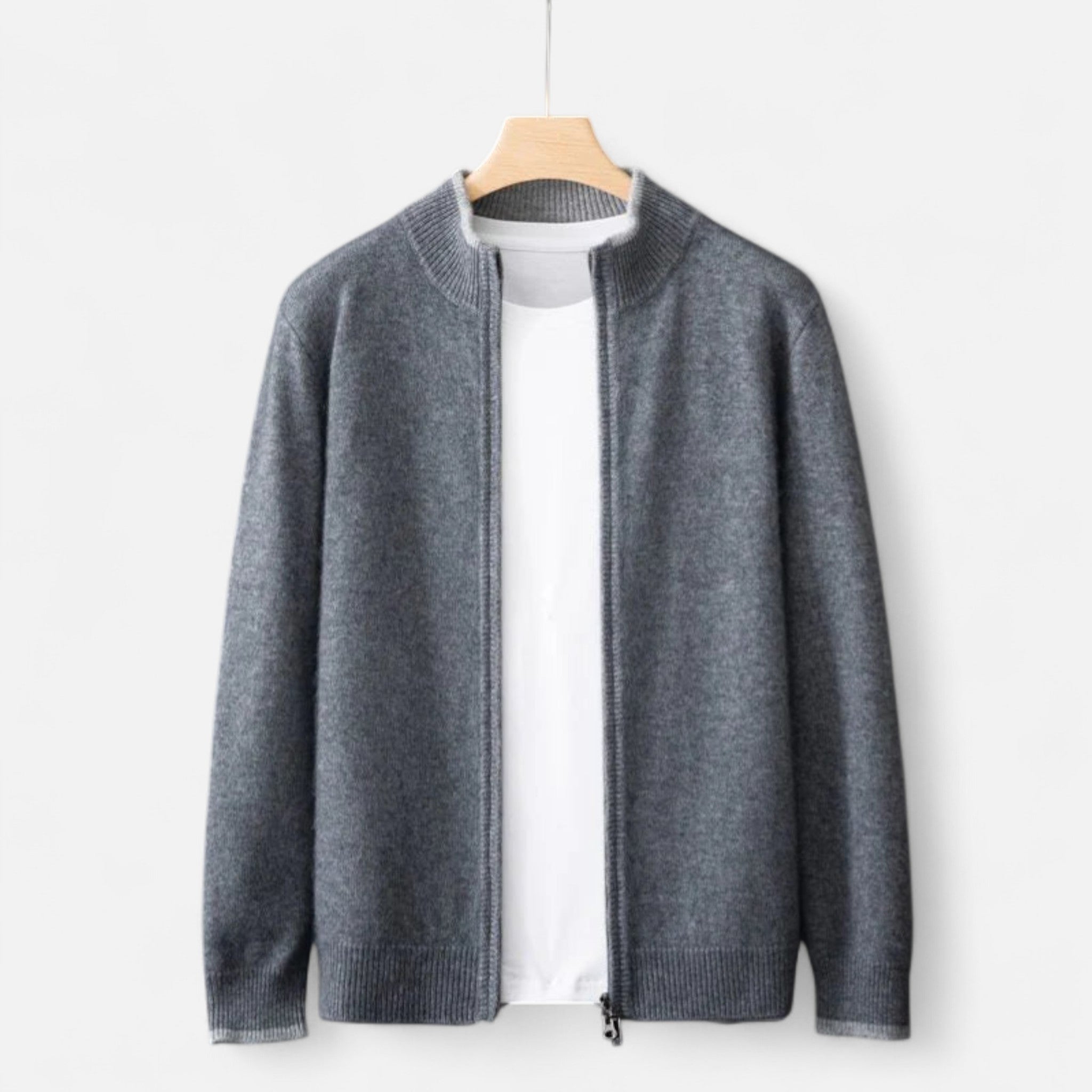 Cazadora Zip-Up Hombre en Cachemira Peinada Premium