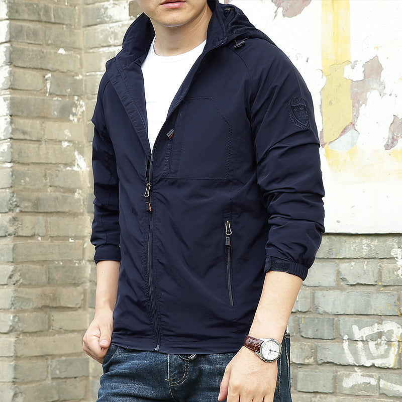 Chaqueta Ligera para Hombre Resistente al Agua con Cuello Clásico