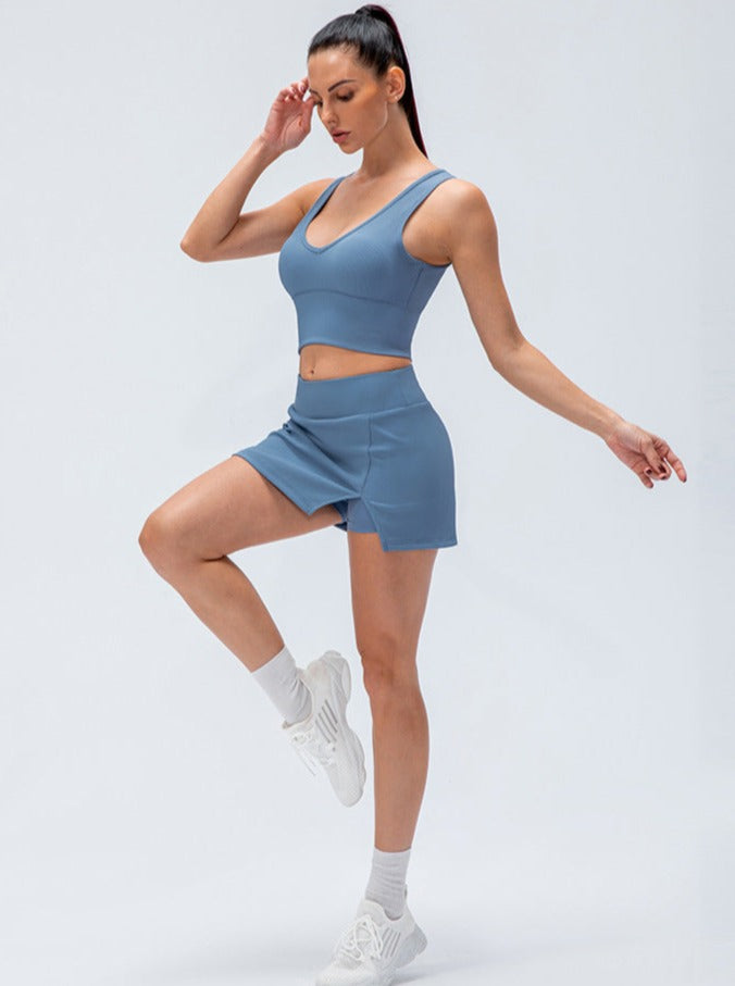 Falda Pantalón Deportiva de Talle Alto con Malla Interior y Tejido Transpirable
