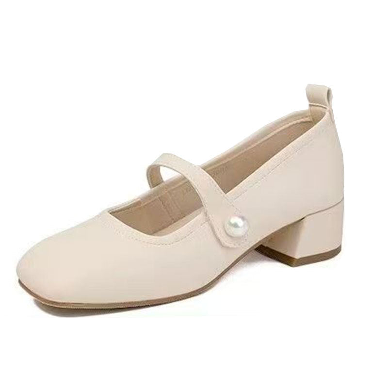 Zapatos de Salón Mary Jane con Tacón de Bloque y Punta Cuadrada para Mujer